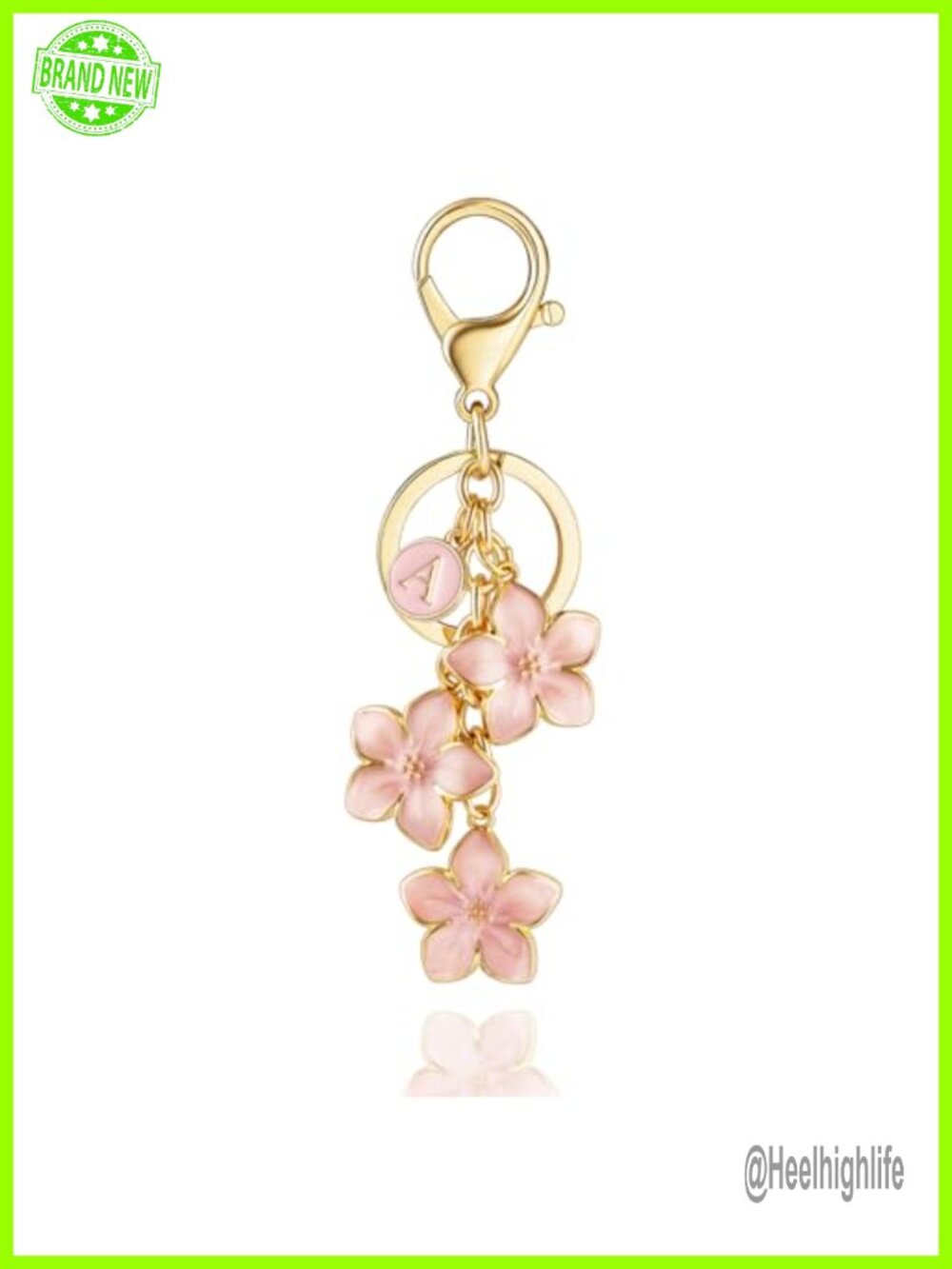 Cute Flower Initial Letter Keychain for Women Enameled Purse Charm Bag Accessory